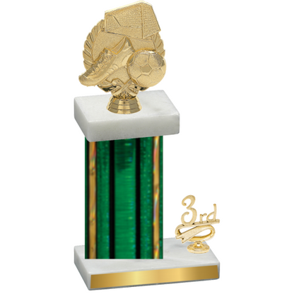 Accented Single Green Glacier Third Place Soccer Trophy