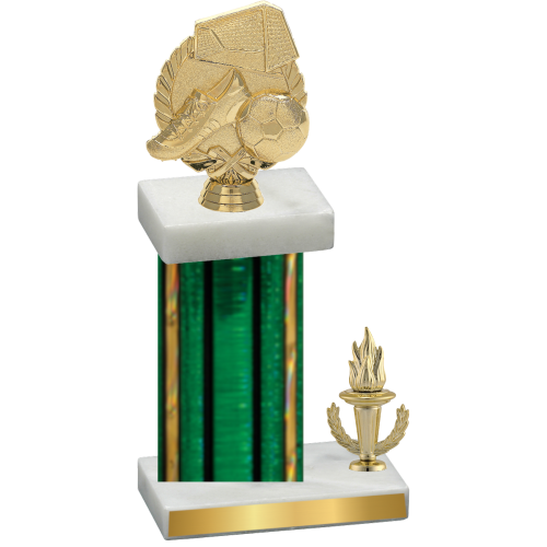 Accented Single Green Glacier Victory Soccer Trophy