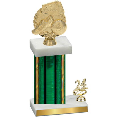 Accented Single Green Glacier Year Soccer Trophy