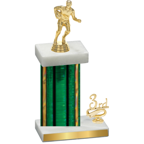 Accented Single Green Glacier Third Place Rugby Trophy