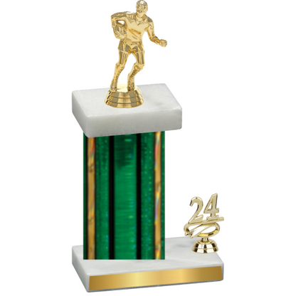 Accented Single Green Glacier Year Rugby Trophy