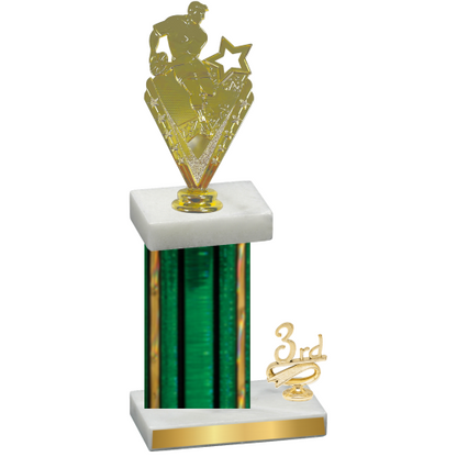 Accented Single Green Glacier Third Place Rugby Trophy