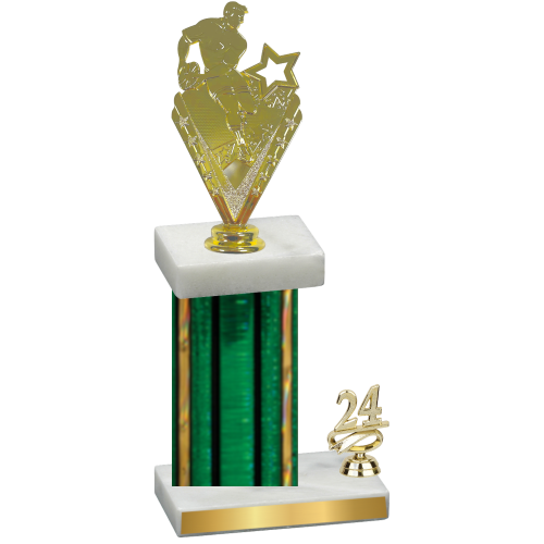 Accented Single Green Glacier Year Rugby Trophy