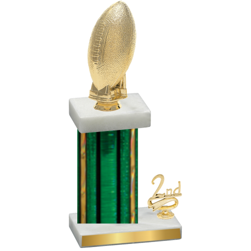 Accented Single Green Glacier Second Place Football Trophy