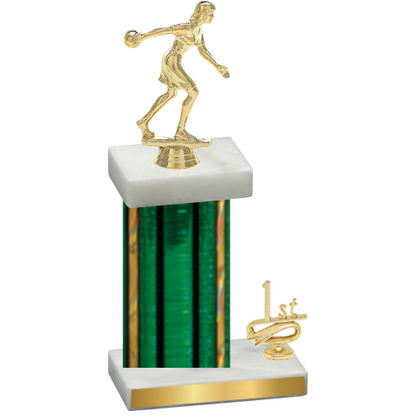 Accented Single Green Glacier First Place Bowling Trophy