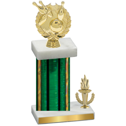 Accented Single Green Glacier Victory Bowling Trophy