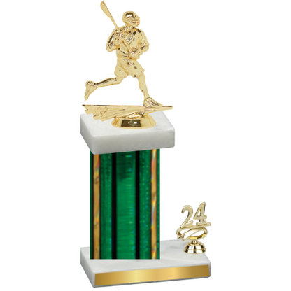 Accented Single Green Glacier Year Lacrosse Trophy