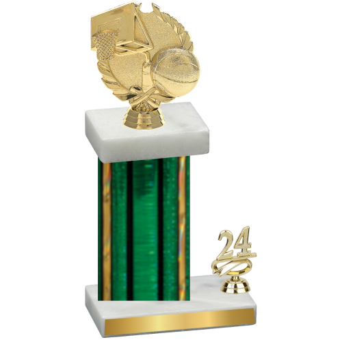 Accented Single Green Glacier Year Basketball Trophy