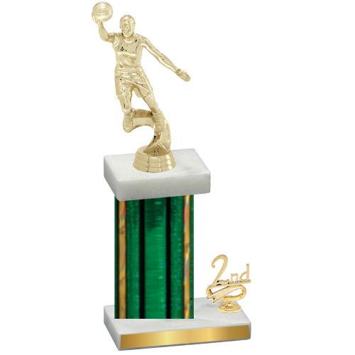 Accented Single Green Glacier Second Place Basketball Trophy