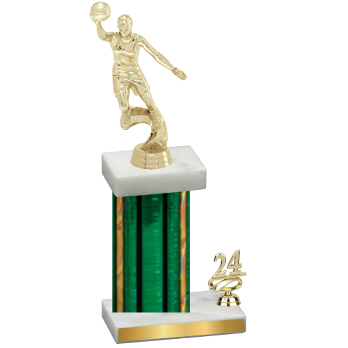 Accented Single Green Glacier Year Basketball Trophy