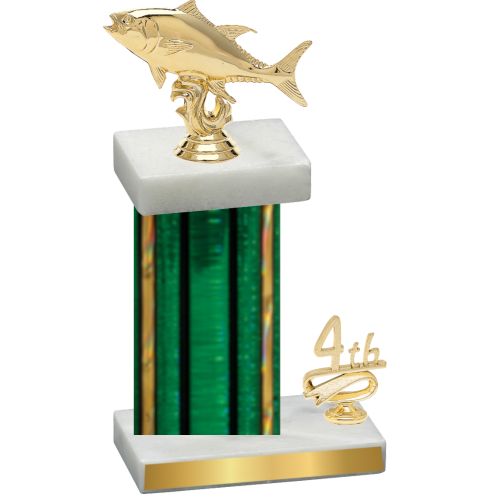 Accented Single Green Glacier Fourth Place Fishing Trophy