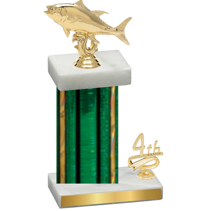 Accented Single Green Glacier Fourth Place Fishing Trophy