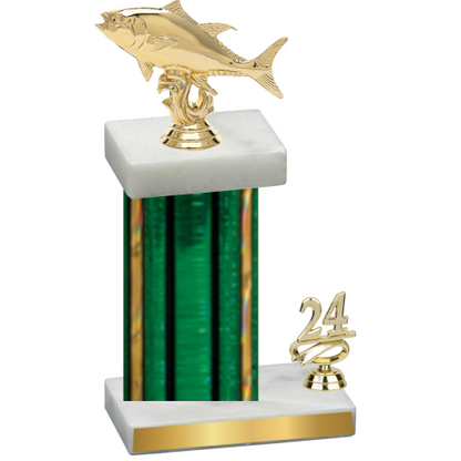 Accented Single Green Glacier Year Fishing Trophy