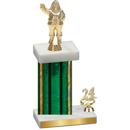 Accented Single Green Glacier Year Holiday Trophy