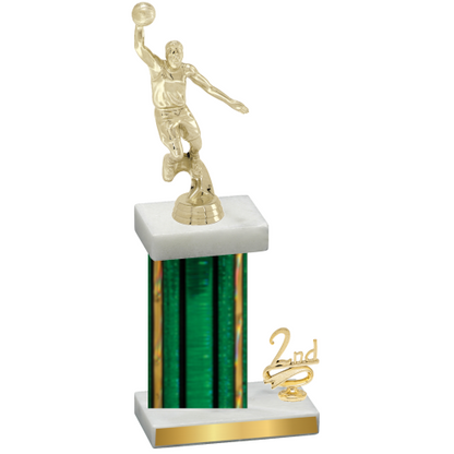 Accented Single Green Glacier Second Place Basketball Trophy