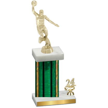 Accented Single Green Glacier Year Basketball Trophy