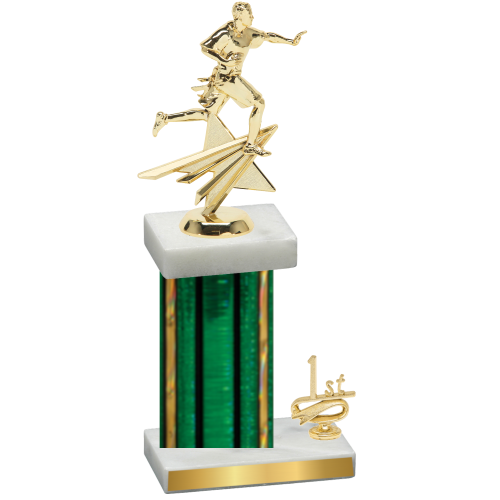 Accented Single Green Glacier First Place Flag Football Trophy