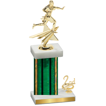 Accented Single Green Glacier Second Place Flag Football Trophy