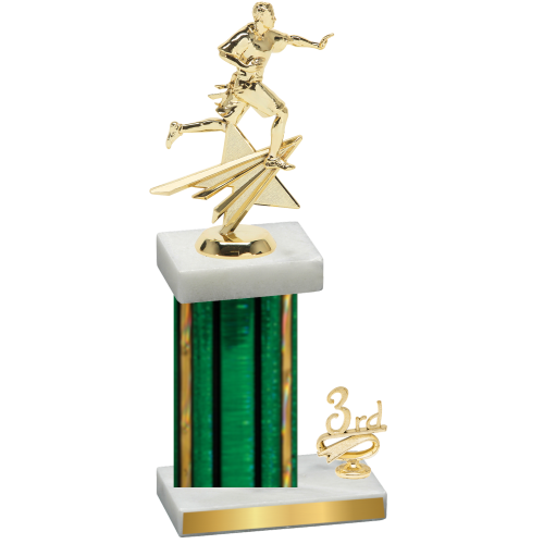 Accented Single Green Glacier Third Place Flag Football Trophy