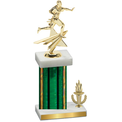 Accented Single Green Glacier Victory Flag Football Trophy