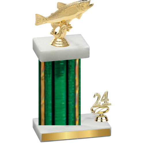 Accented Single Green Glacier Year Fishing Trophy