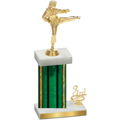 Accented Single Green Glacier Third Place Karate Trophy