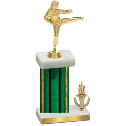 Accented Single Green Glacier Victory Karate Trophy