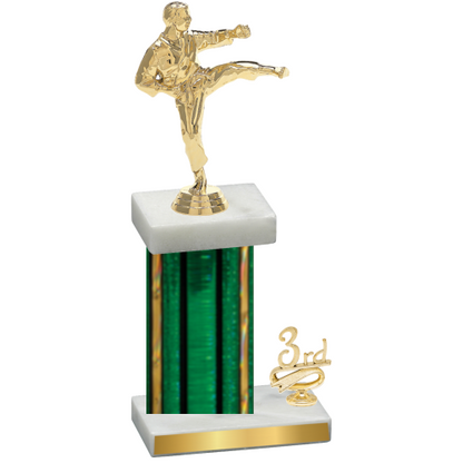 Accented Single Green Glacier Third Place Karate Trophy