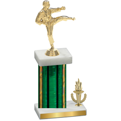 Accented Single Green Glacier Victory Karate Trophy