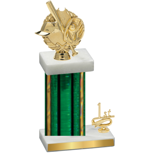 Accented Single Green Glacier First Place Baseball Trophy