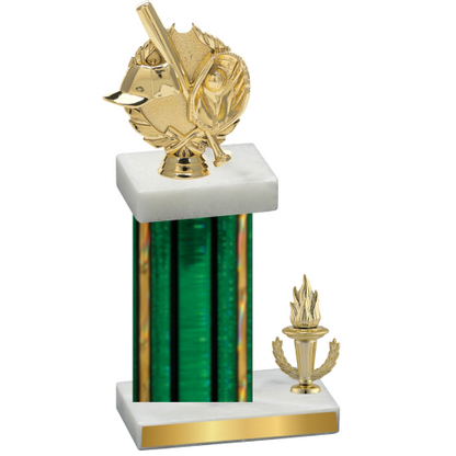 Accented Single Green Glacier Victory Baseball Trophy