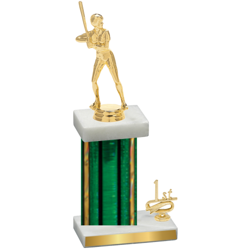 Accented Single Green Glacier First Place Softball Trophy