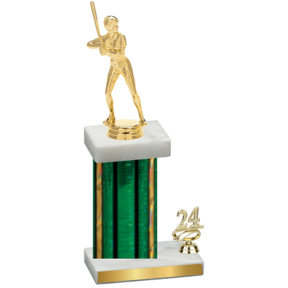 Accented Single Green Glacier Year Softball Trophy