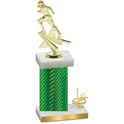 Accented Single Green Carbon Fiber First Place Football Trophy