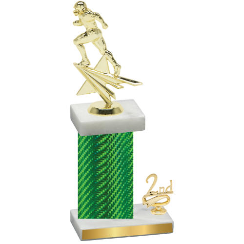 Accented Single Green Carbon Fiber Second Place Football Trophy