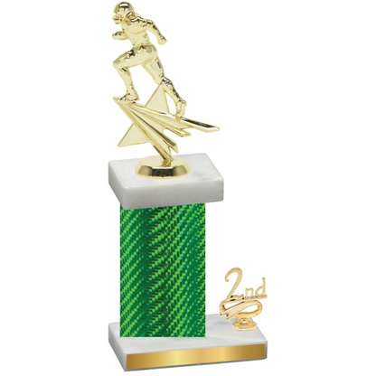 Accented Single Green Carbon Fiber Second Place Football Trophy