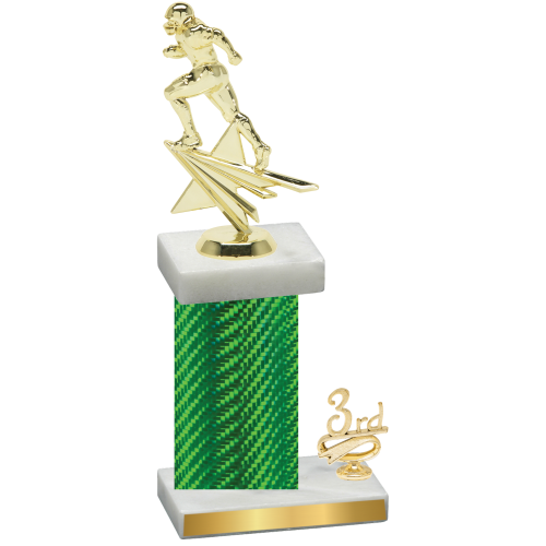 Accented Single Green Carbon Fiber Third Place Football Trophy