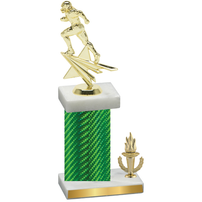 Accented Single Green Carbon Fiber Victory Football Trophy