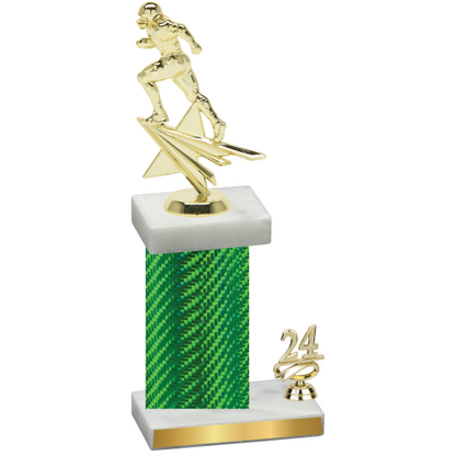 Accented Single Green Carbon Fiber Year Football Trophy