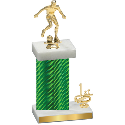 Accented Single Green Carbon Fiber First Place Soccer Trophy