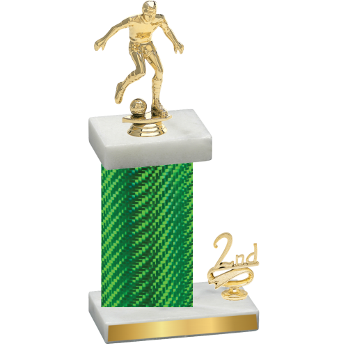 Accented Single Green Carbon Fiber Second Place Soccer Trophy