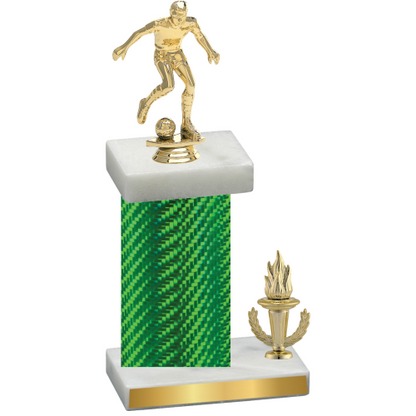 Accented Single Green Carbon Fiber Victory Soccer Trophy