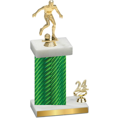 Accented Single Green Carbon Fiber Year Soccer Trophy