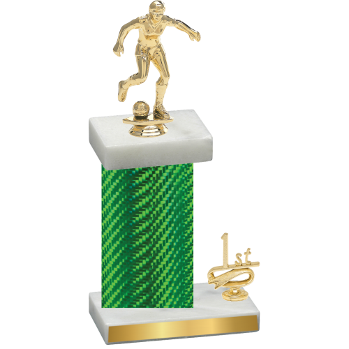 Accented Single Green Carbon Fiber First Place Soccer Trophy