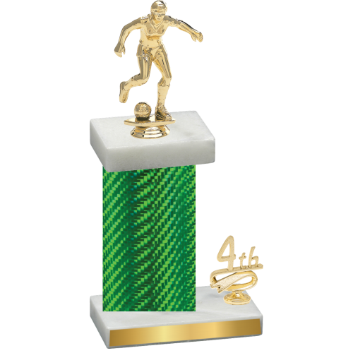 Accented Single Green Carbon Fiber Fourth Place Soccer Trophy