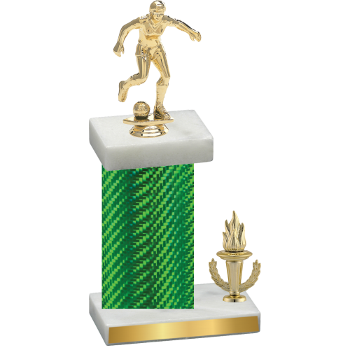 Accented Single Green Carbon Fiber Victory Soccer Trophy