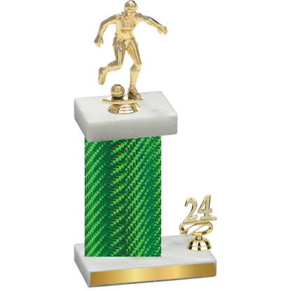 Accented Single Green Carbon Fiber Year Soccer Trophy