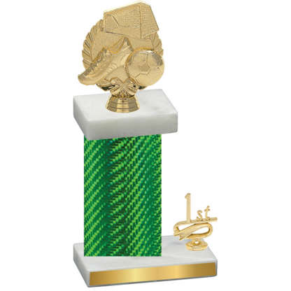 Accented Single Green Carbon Fiber First Place Soccer Trophy