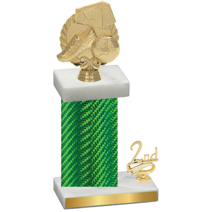 Accented Single Green Carbon Fiber Second Place Soccer Trophy