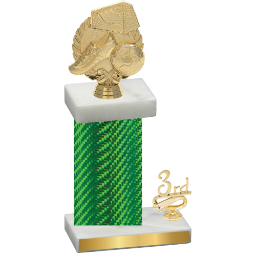 Accented Single Green Carbon Fiber Third Place Soccer Trophy